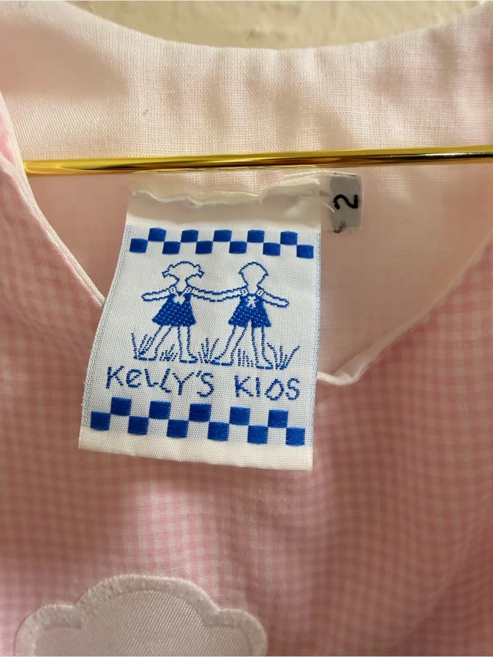 Kelly's Kids Pink Gingham Bunny Embroidered dress